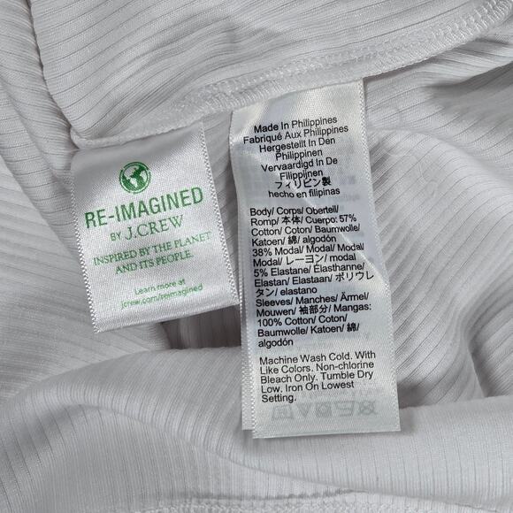 J. Crew Vintage rib puff-sleeve henley top L White BQ896 - Picture 4 of 9